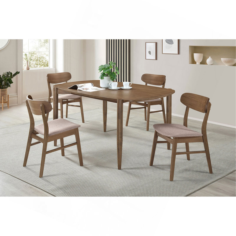 Ensemble de salle à manger en bois de noyer massif, 5 pièces: table, 4 chaises