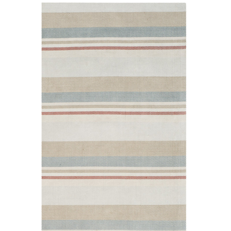 Tapis gris / brun / bleu en laine tissé à la main Caja, Rectangle 5 pi x 8 pi