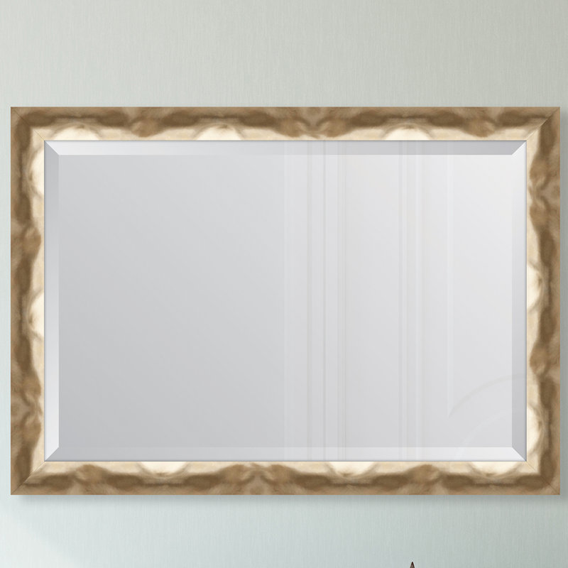 Brookneal Wood Rectangle Wall Mirror, Gold, 41" H x 29" W