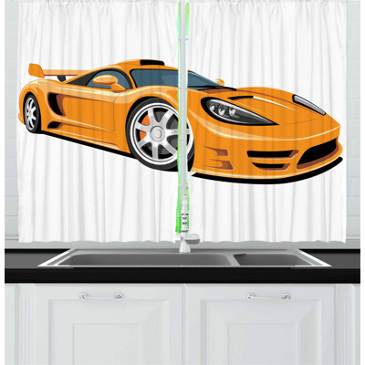 Cars 2 Piece Kitchen Curtain