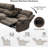 3 - Piece Modern And Overstuffed Soft Manual Reclining Sectional With Cupholders And Storage-514896032