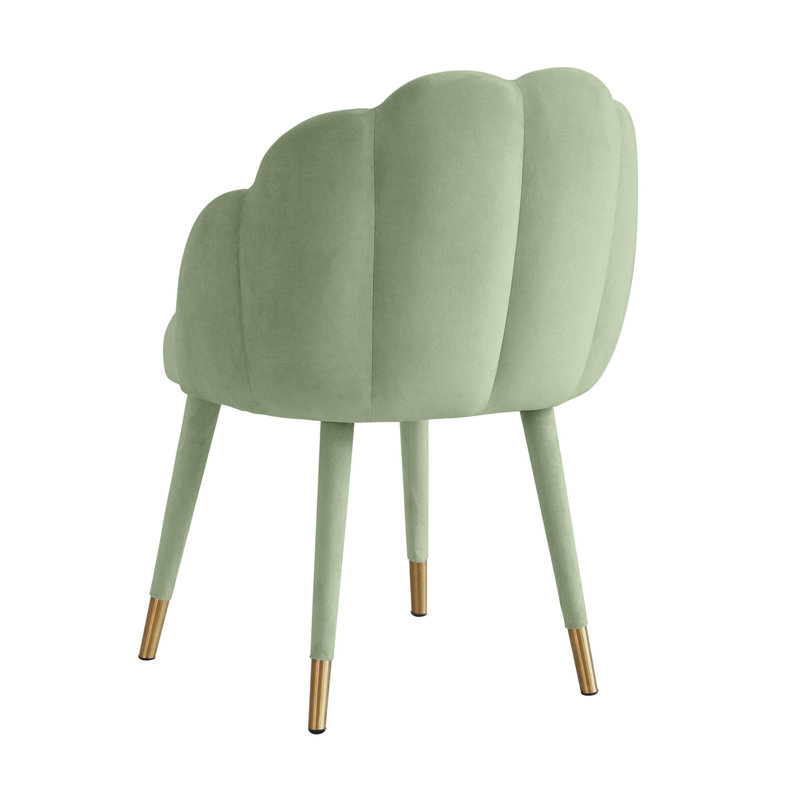 Chaise en velours Karen vert mousse, Vert mousse