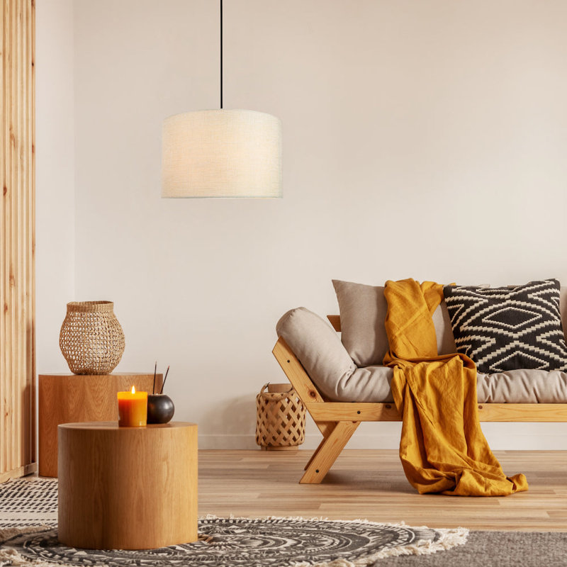 30cm Linen Drum Lamp Shade, Cream, 28cm H x 40cm W x 40cm D