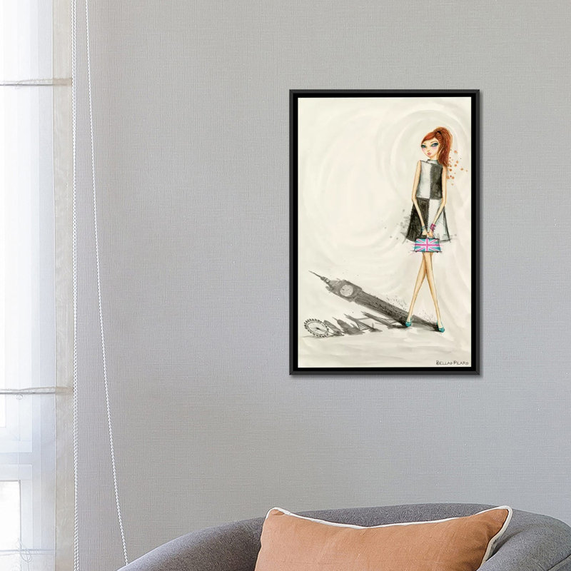 «Skyline Shadows Series: London», peinture sur toile tendue, H 26 po x l 18 po x P 1,5 po, Toile avec cadre noir