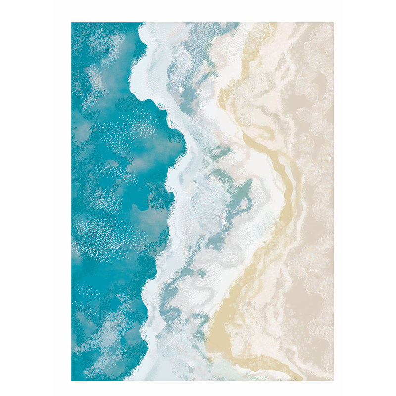 «Beach and Coastal Blue Ocean Shore», reproduction d'art moderne sans cadre, H 7 po x l 5 po