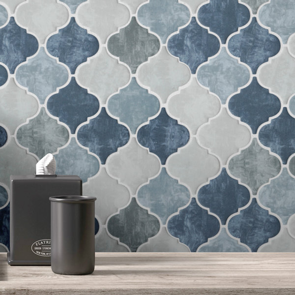 Ecoglassify 11.82 in. x 11.82 in. Arabesque Matte Glass Mosaic Tile