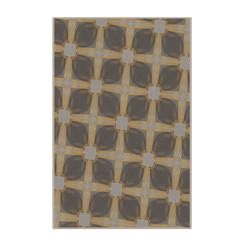 Tapis jaune/brun à motifs, Rectangle 2 pi x 4 pi