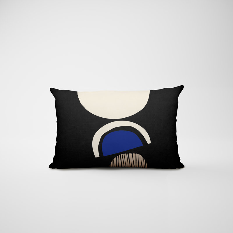 Housse et insert de coussin rectangulaire intérieur / extérieur en polyester / mélange de polyester Chamu, Bleu marine/noir