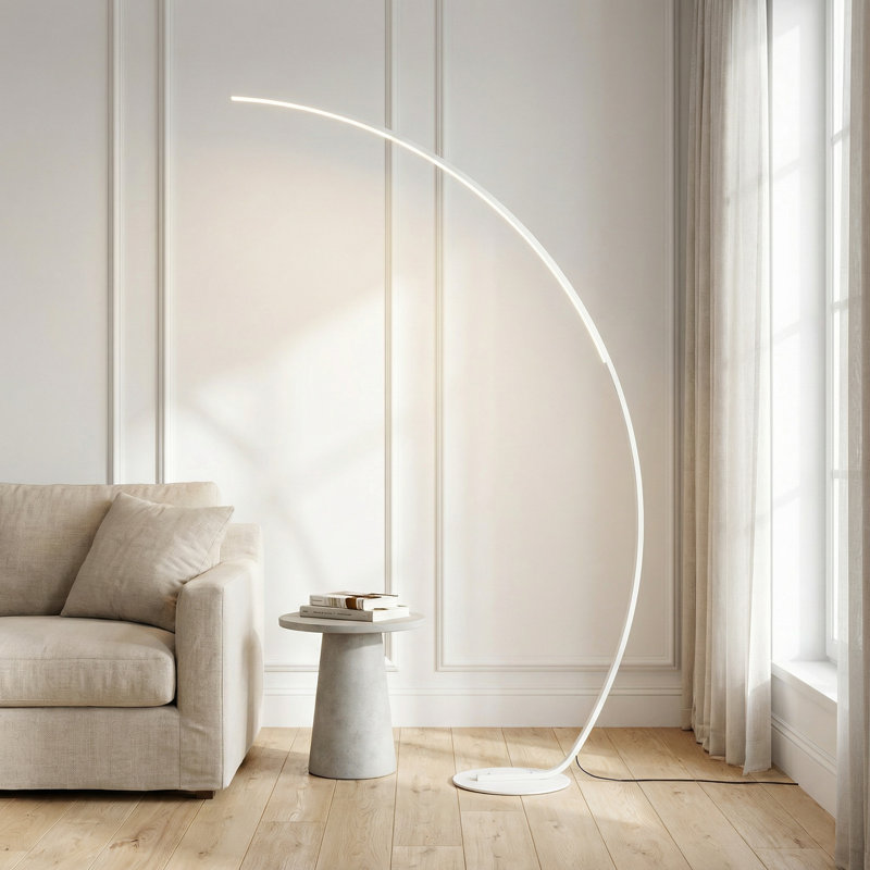 62.99-Inch LED Arch Floor Lamp, White, Gold