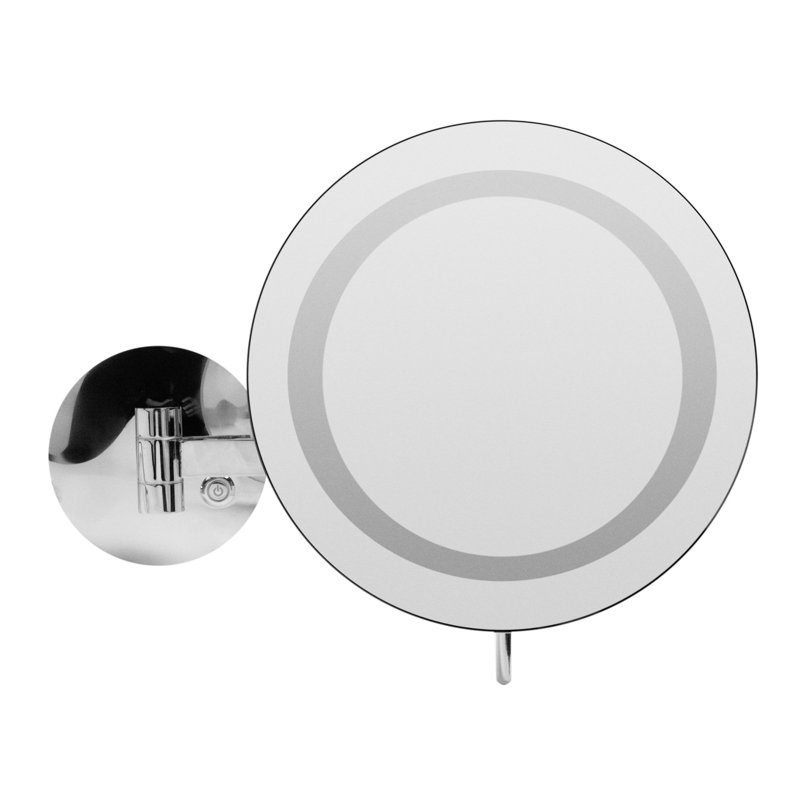 Miroir grossissant et lumineux mural, Chrome poli