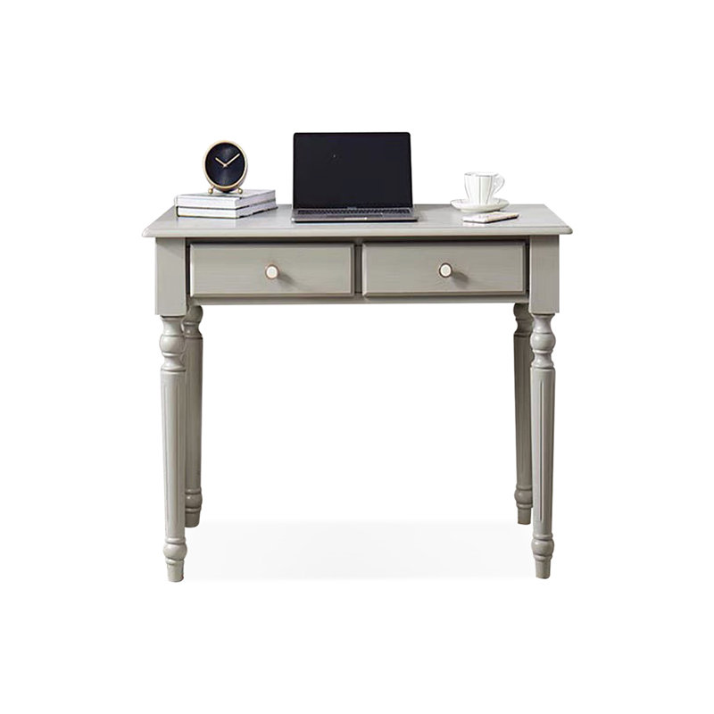 Bureau d'écriture rectangulaire en bois massif gris avec tiroirs, 29.92"H*31.5"W*19.69"D