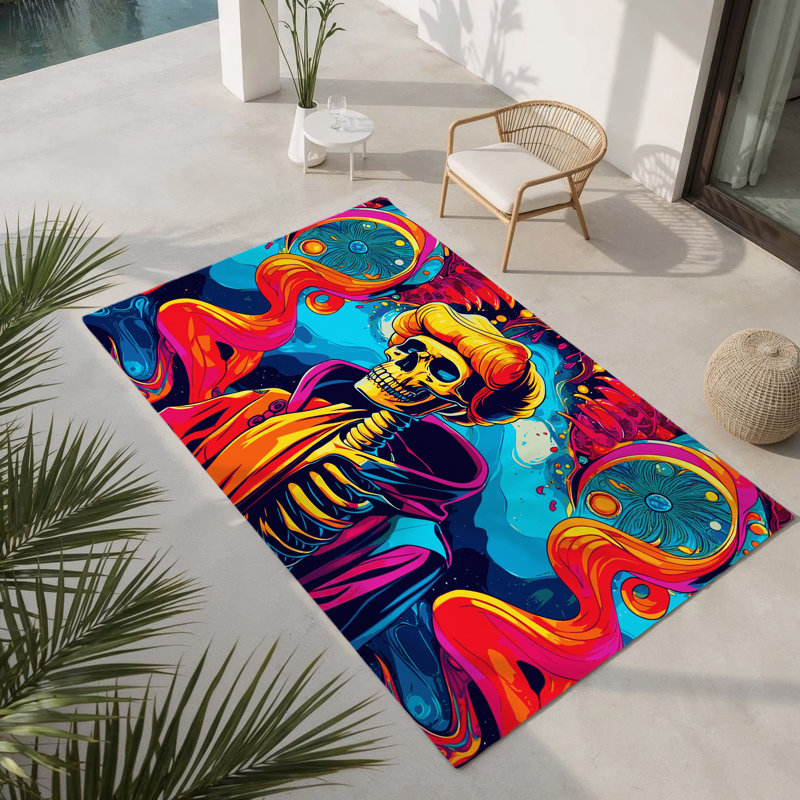 Tapis intérieur et extérieur Dazzling Delirium, Rectangle 5 pi x 7 pi