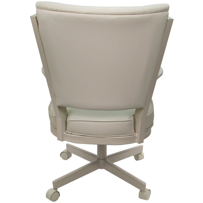 Danyael Metal Dining Caster Chair with Arms, Beige, Ocean Beige