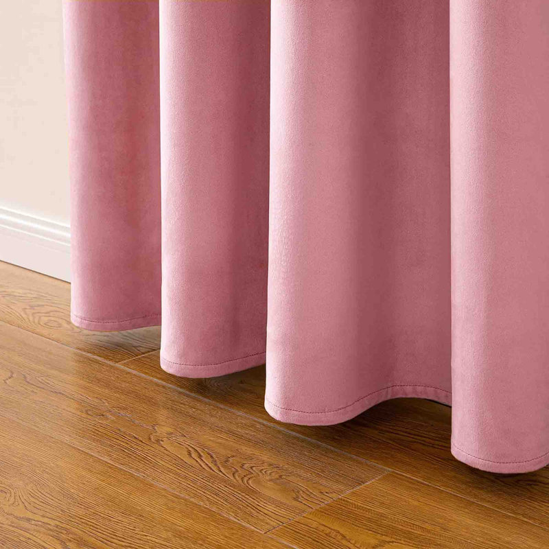 Velvet Blackout Curtain Pair (Set of 2), Blush Pink
