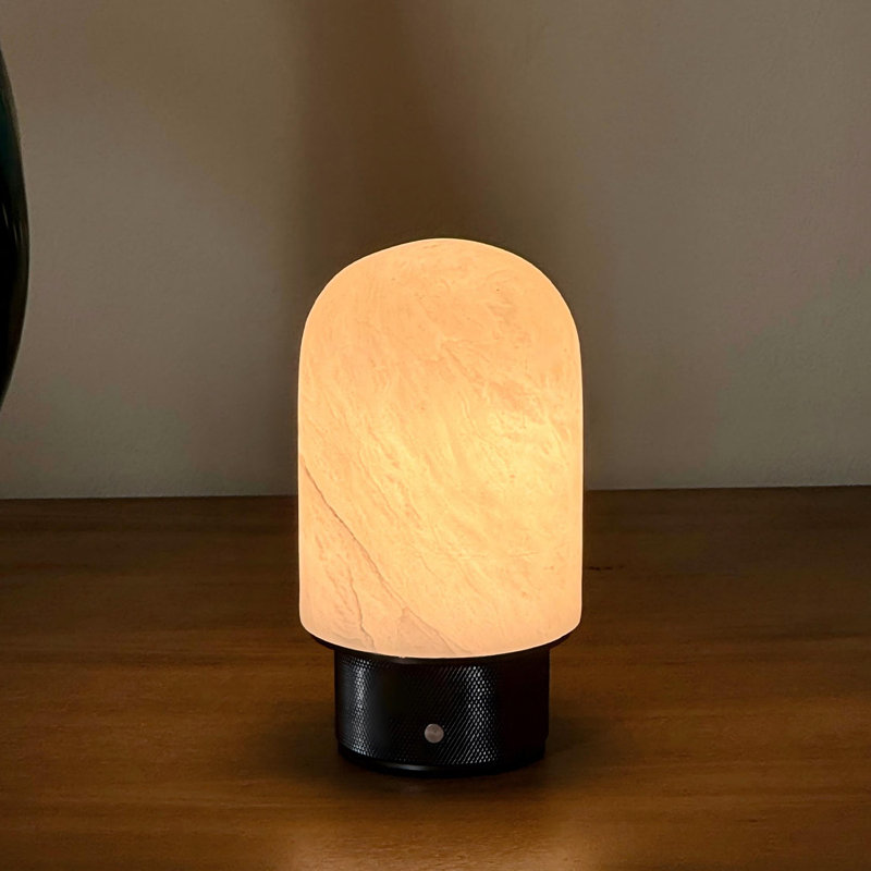 Modern Natural Spanish Alabaster Rechargeable Table Lamp With Dimmable Led Cordless Dome Stone Bedside Lamp
