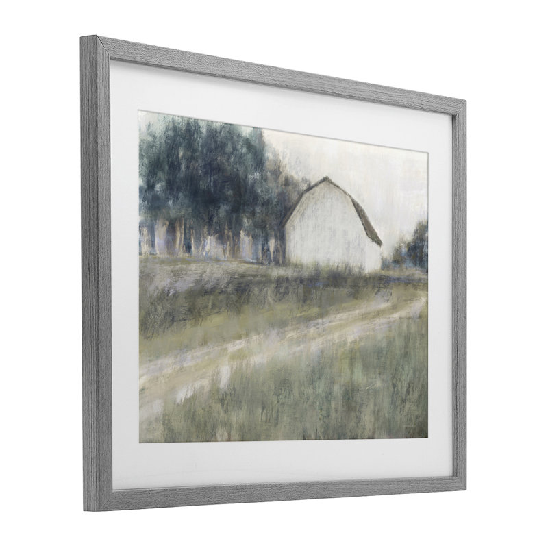 «Three Path Abstraction», reproduction sous verre encadrée, design par Kamdon Kreations, Cadre de ferme gris