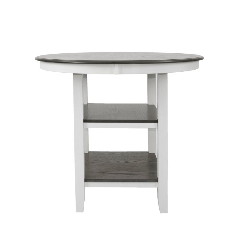 Ensemble de salle à manger 5 pièces à hauteur de comptoir, Gris / blanc antique, Gris / blanc antique