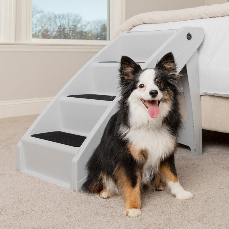 Cozy Up Folding Pet Steps 25" Grey, Gray, 25" H x 18" W x 28" D