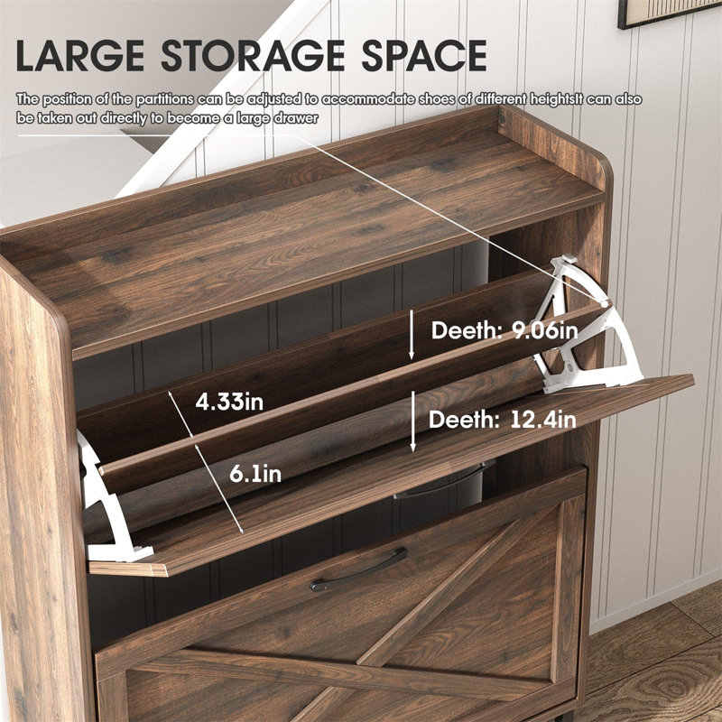 32 Pair Shoe Storage Cabinet, Brown