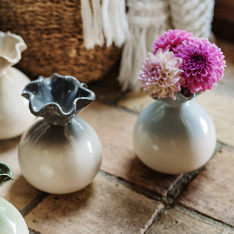 Vase Casa Bud, Blanc / bleu clair