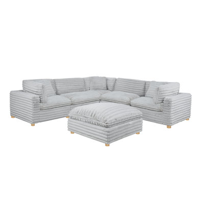 6-Piece Modular Sectional Set In Corduroy Velvet