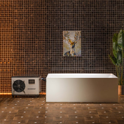 67" L X 31-1/2" W Freestanding Acrylic Cold Plunge Ice Tub With 1.3 HP High-Performance Chiller For Cooling/Heating, Ozone Sanitation, Filter Circulation System, Insulated Tub Cover