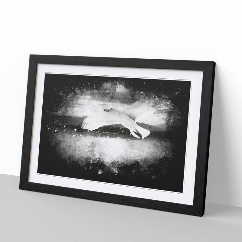 Seagull in Flight Vol.2 Paint Splash - Picture Frame Graphic Art, Black, 36cm H x 48cm W x 2cm D