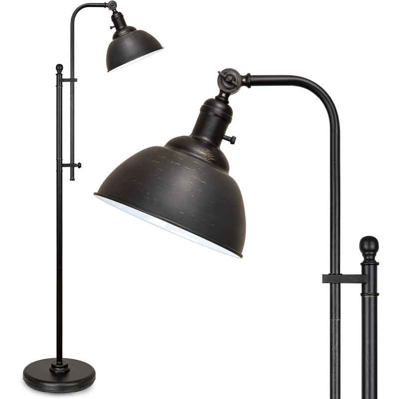Industrial Rustic Aged Bronze Floor Lamp With Adjustable Height & 3 Color Temperature LED