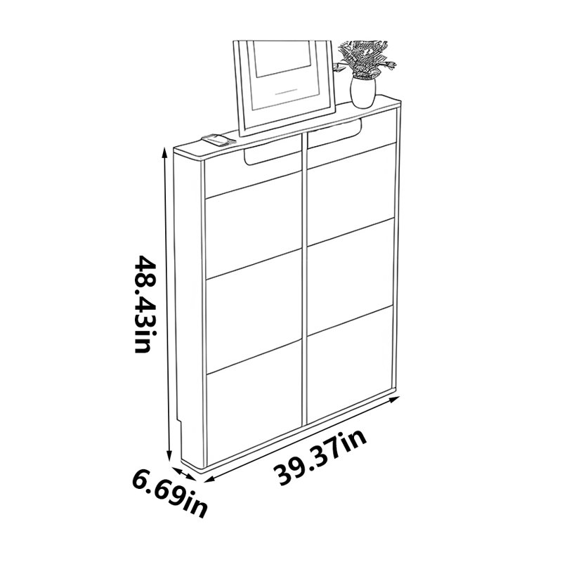 Armoire à chaussures de style français populaire, H 48,43 po x l 39,37 po x P 6,69 po