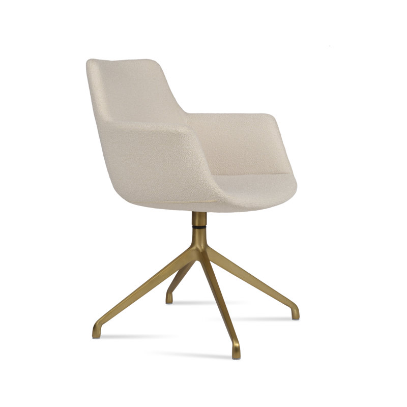 Fauteuil Bottega, Blanc cassé, Laiton