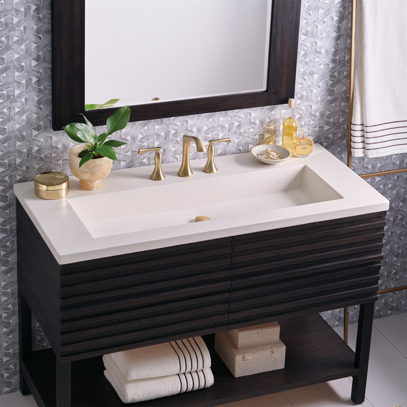 48" Capistrano Vanity Top With Integral Sink, Pearl, 8" Centers