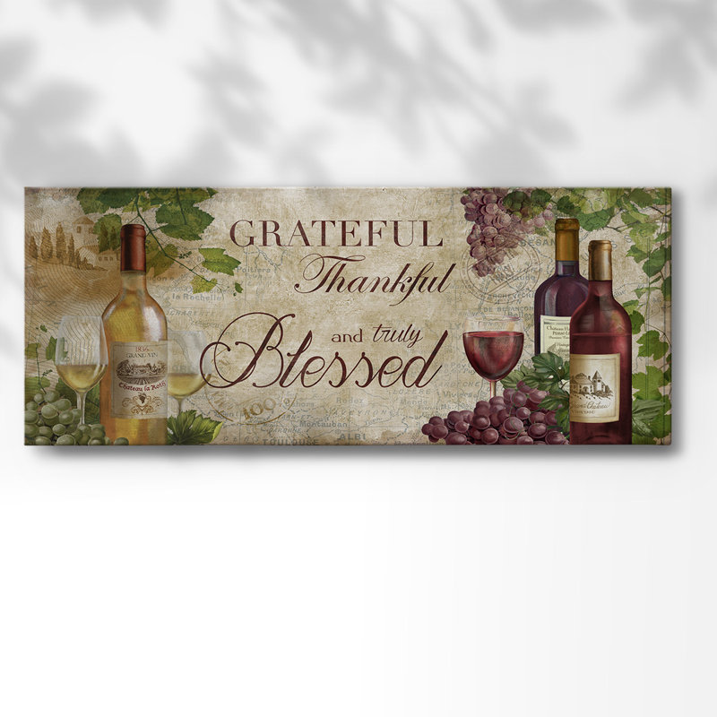 «Grateful Wine», toile tendue avec châssis, H 12 po x l 30 po x P 1,5 po