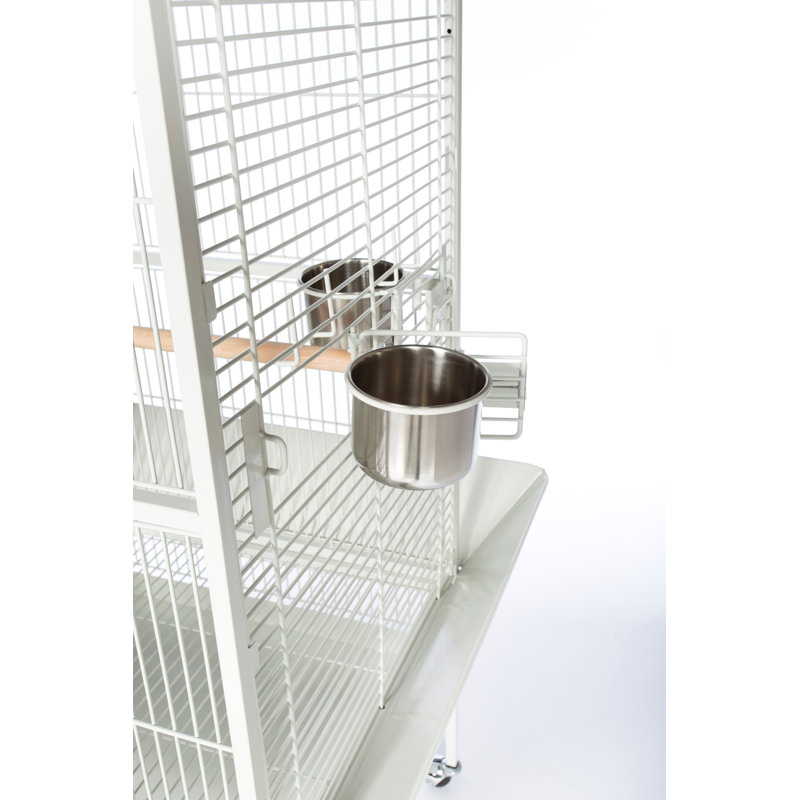 Chalk White Medium Dome Top Bird Cage with Wheels