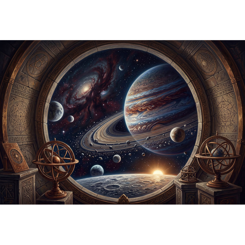 Murale de la planète Ringed, 140 po x 108 po, Peler et coller