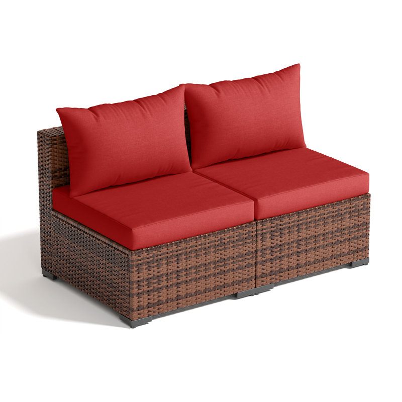 2-Person Outdoor Seating Group With Cushions, Burgundy