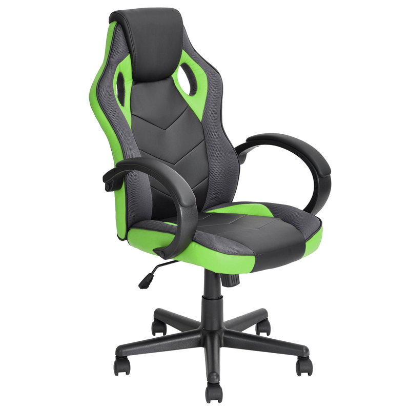 Wade Logan Abbottsford Faux Leather PC & Racing Game Chair, Green/Black