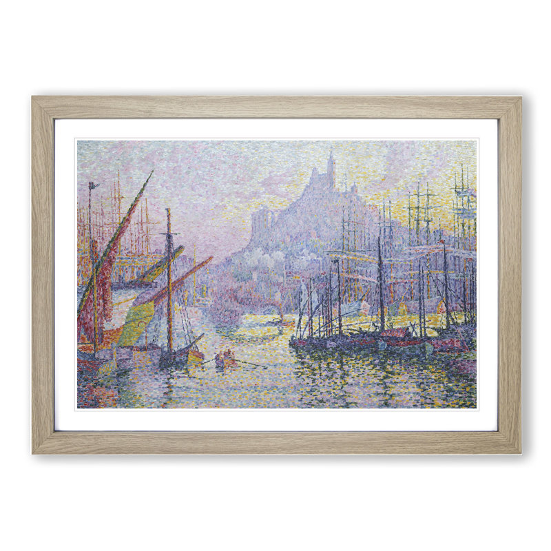 Notre-Dame de La Garde by Paul Signac - Picture Frame Painting, 27cm H x 36cm W x 2cm D, Oak Framed