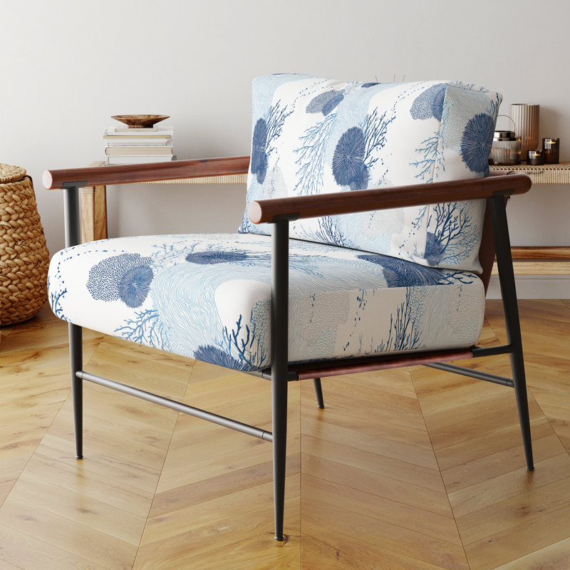 Chaise rembourrée Coastal, Bras ronds bruns