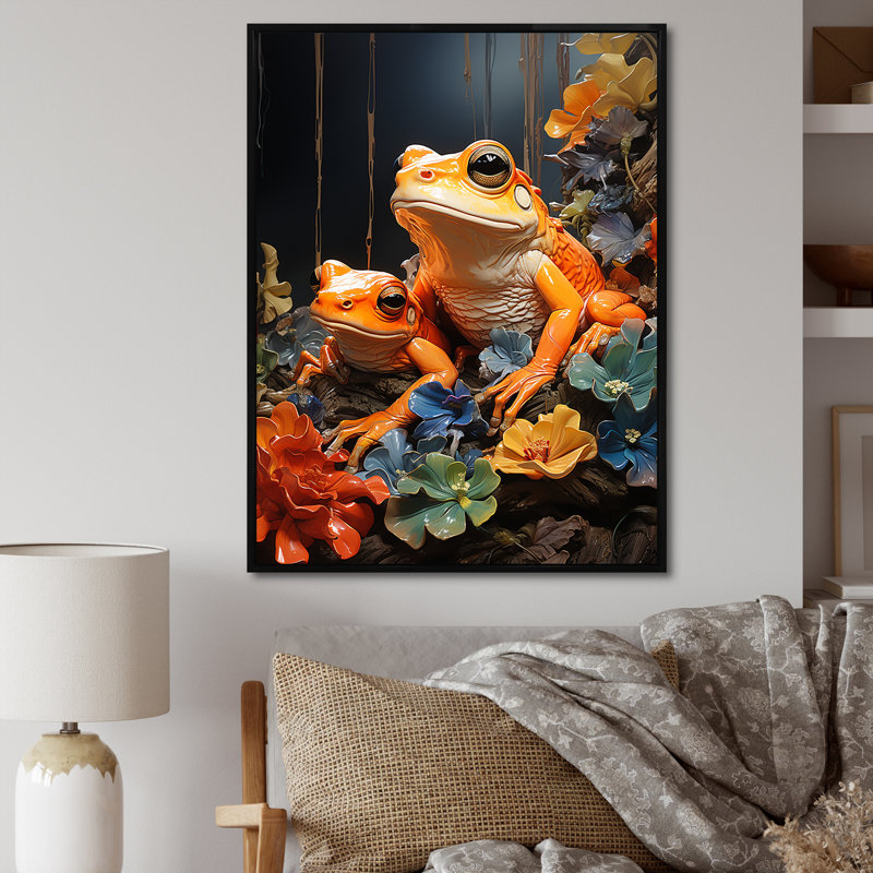 «Expressionist Frog Spirit» sur impression sur toile, H 32 po x l 16 po x P 1 po, Cadre flottant noir