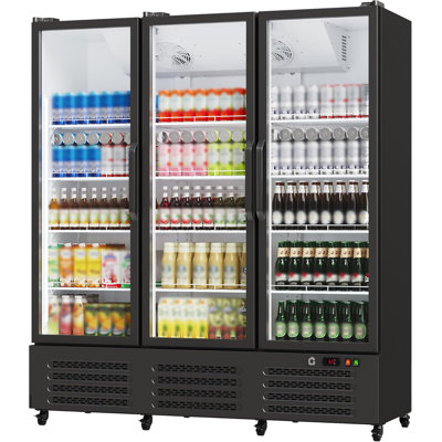 Commercial Beverage Refrigerator, 39.8 Cu.Ft. 3 Glass Door Display Refrigerator with 360° Circulation Cooling, Frost-Free, Adjustable Shelves Beverage Cooler, Energy-Saving Refrigerator Cooler