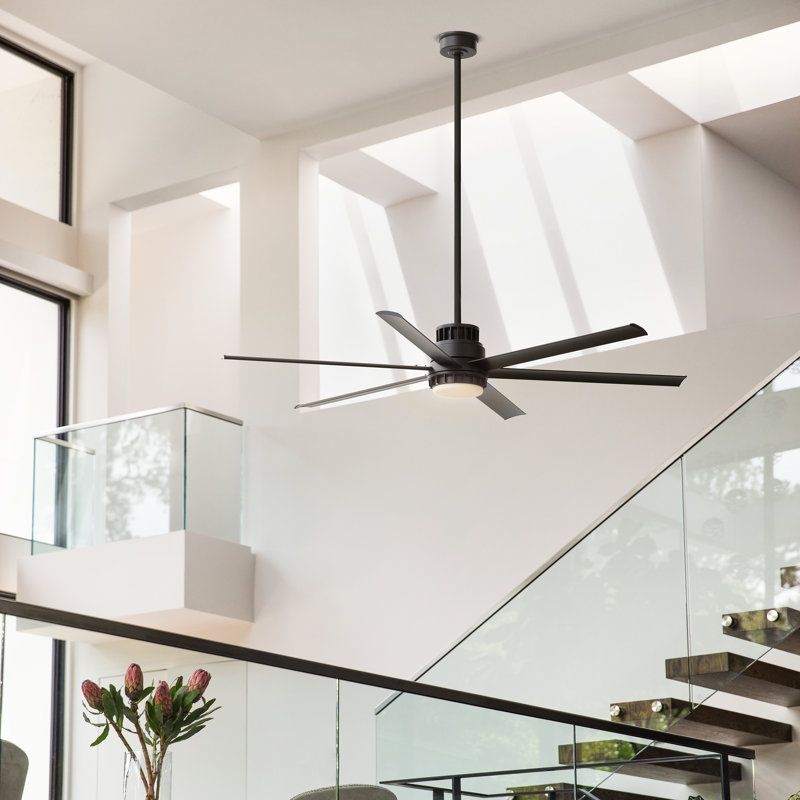 Draftsman 72-in Indoor/Outdoor Smart Ceiling Fan with Integrated LED + Remote, Matte Black