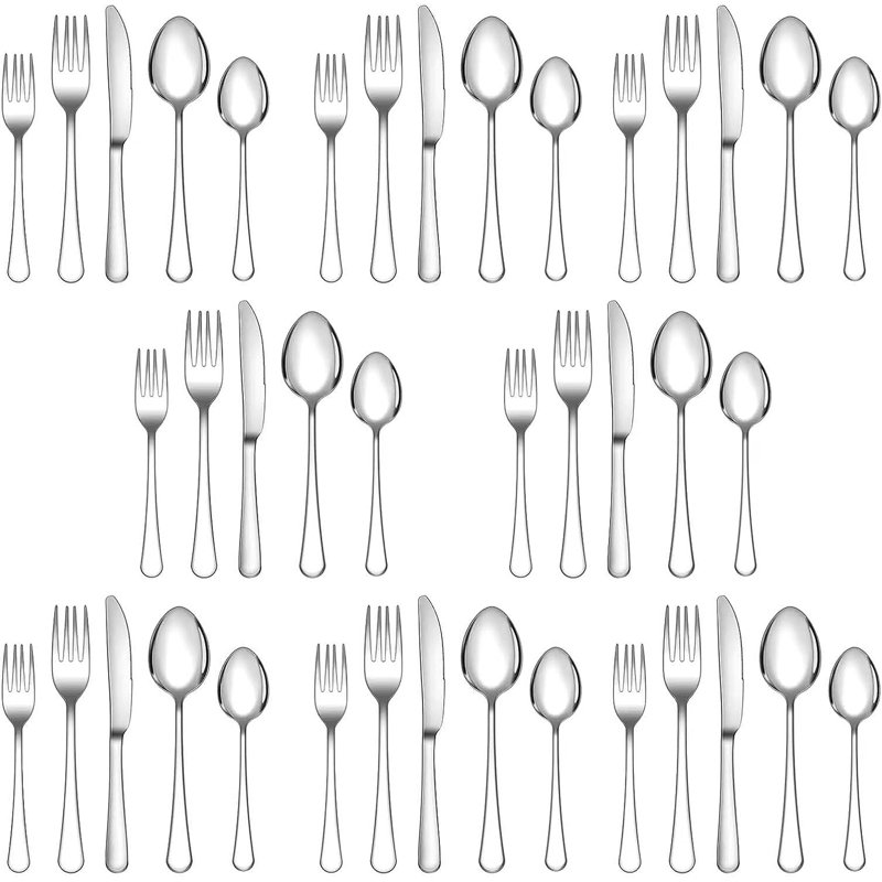 Service de couverts pour 8 personnes, ensemble de couverts en acier inoxydable de qualité supérieure, ensemble de couverts poli miroir, ensemble de vaisselle de cuisine durable pour la maison, ensemble de cuillères à couteau fourchette Inciude par Iti