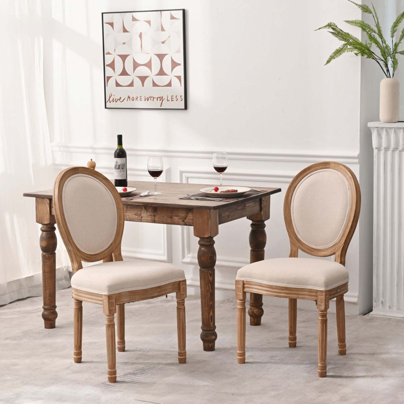 Ensemble de 2 chaises de salle à manger et de salon Boucle, Crème, crème