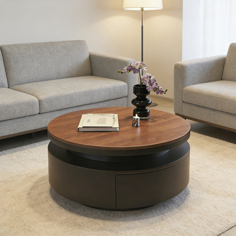 Table basse simple avec rangement, Brun, Noir