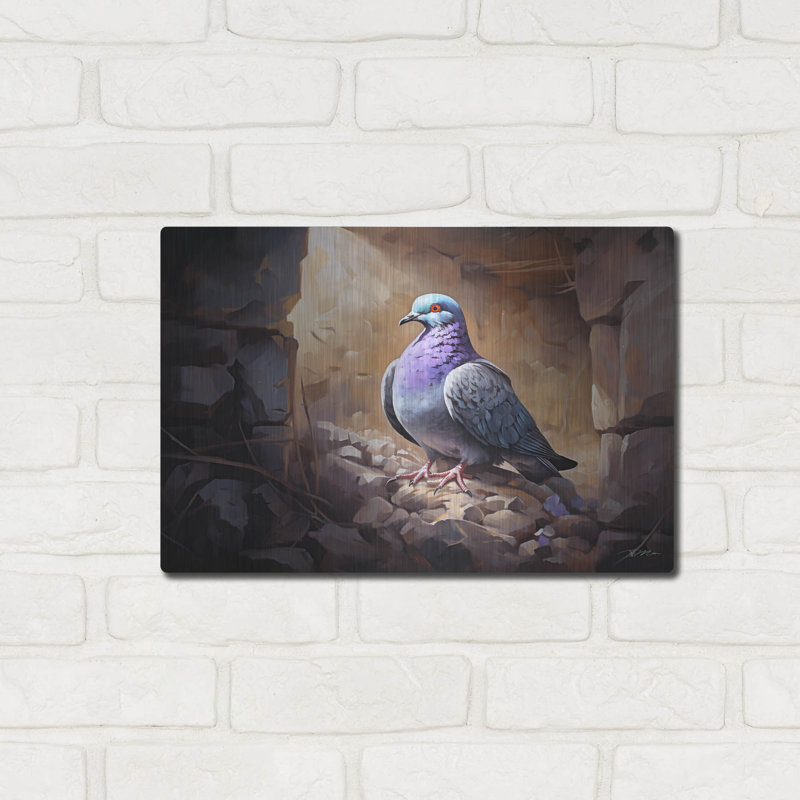 Art mural en métal Winston Porter «Pigeon Inside The Wall» par Momart, H 12 po x l 16 po