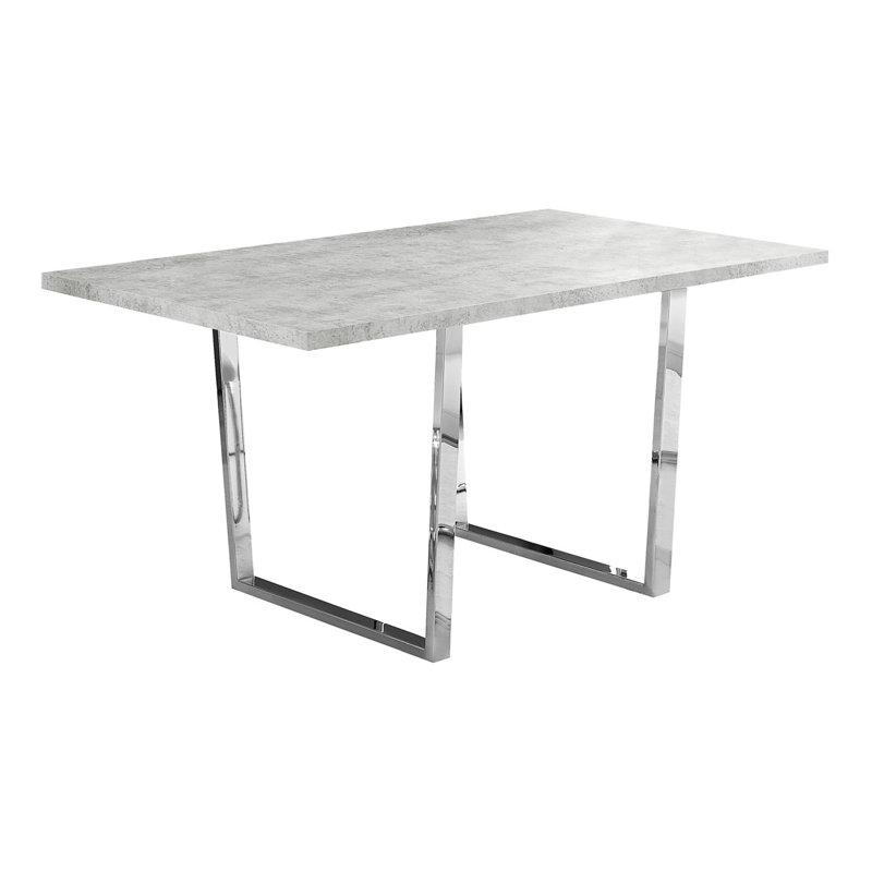 Table de salle à manger, rectangulaire, 60 po, cuisine, salle à manger, stratifié gris, métal chromé, contemporain, moderne
