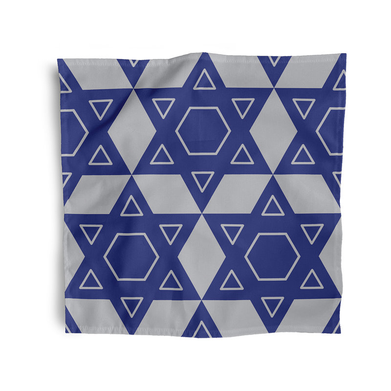 Kweli Star Pattern Napkins, White/Blue