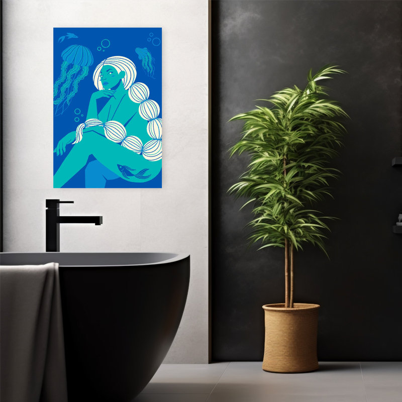 Art contemporain abstrait, méduse audacieuse et colorée, H 24 po x l 16 po