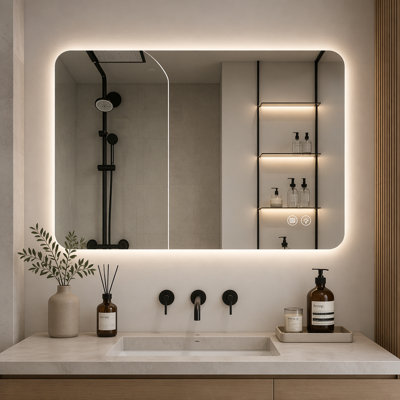 3-Color Temperature Dimmable LED Bathroom Mirror - Anti-Fog & Explosion-Proof, UL Certified CRI>95 with Memory Function & Dual Mounting for Makeup/Shaving