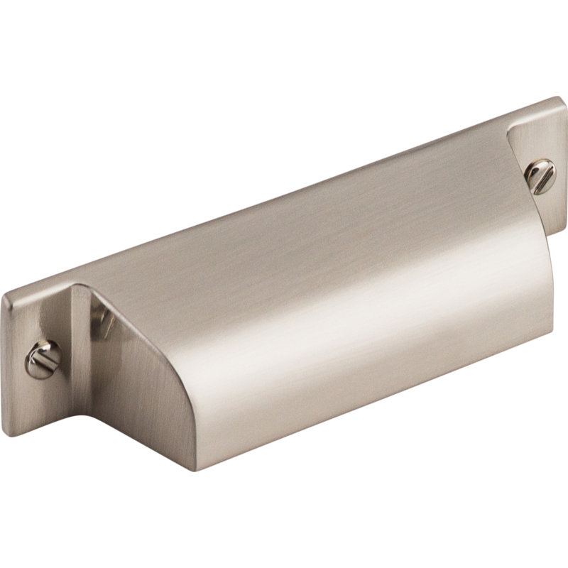 Channing 5" Center to Center Cup/Bin pull, Brushed Satin Nickel, 2 3/4" Center to Center